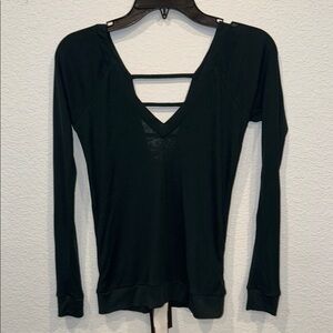 Chaser Lightweight V Neck Open Back Detail Top